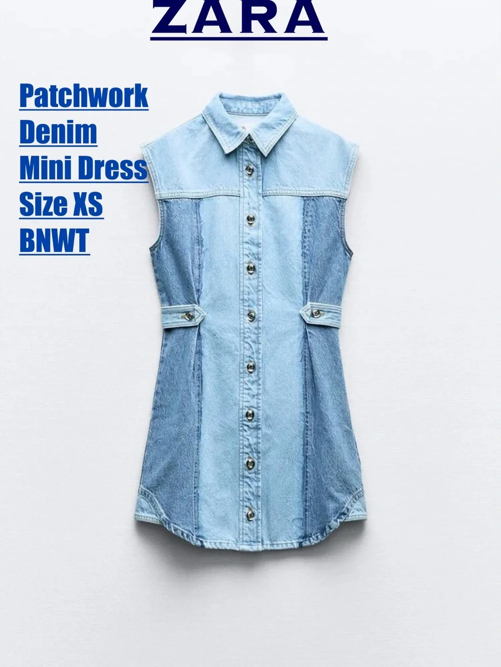 ZARA Denim Mini Dress - Picture 1 of 16